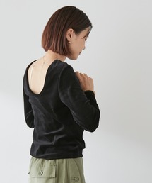 Omekashi | 【earthy_】オーガニックコットンバックシャンベロアロンT(Tシャツ/カットソー)