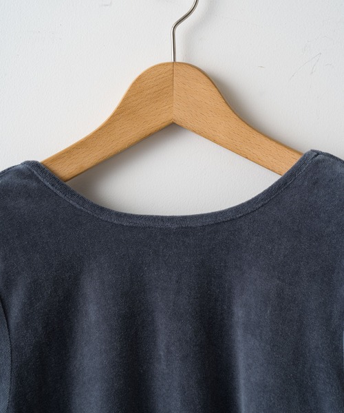 Omekashi（オメカシ）の「【earthy_】オーガニックコットンバックシャンベロアロンT（Tシャツ/カットソー・レディース・チャコールグレー/ベージュ/ブラック・FREE）」の17枚目の写真