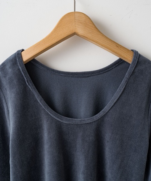 Omekashi（オメカシ）の「【earthy_】オーガニックコットンバックシャンベロアロンT（Tシャツ/カットソー・レディース・チャコールグレー/ベージュ/ブラック・FREE）」の20枚目の写真