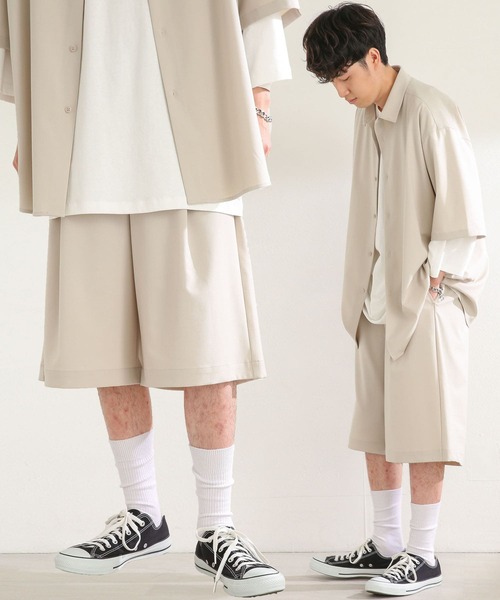 SENSE OF PLACE by URBAN RESEARCH(センスオブプレイスバイアーバンリサーチ)の「『セットアップ対応』 エクストラルーズショートパンツ(その他パンツ・メンズ・ブラック/ライトベージュ・MEDIUM/LARGE)」の1枚目の写真