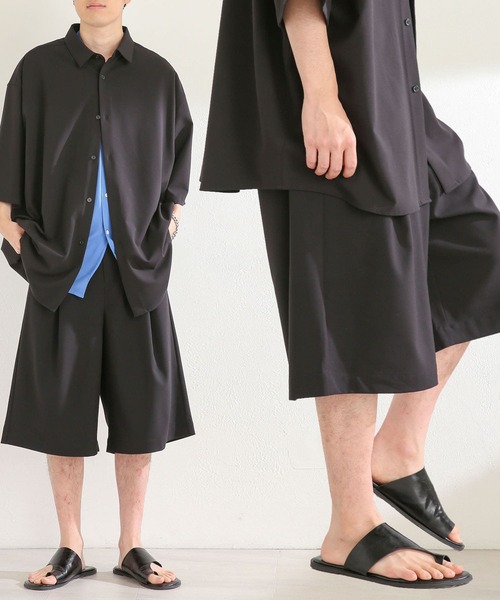 SENSE OF PLACE by URBAN RESEARCH(センスオブプレイスバイアーバンリサーチ)の「『セットアップ対応』 エクストラルーズショートパンツ(その他パンツ・メンズ・ブラック/ライトベージュ・MEDIUM/LARGE)」の2枚目の写真