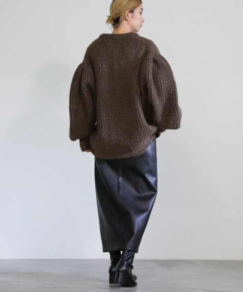 ヴィンテージ　ボタニカル刺繍　 立体　ニットカーディガン モカ C7 ヴィンテージ ボタニカル刺繍 立体 ニットカーディガン モカ C7