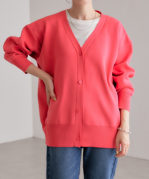 COLLAGE GALLARDAGALANTE（コラージュガリャルダガランテ）の「【OT】程よい抜け感を演出/夏服に羽織れる/Vネックカーディガン/手洗い可（カーディガン/ボレロ・レディース・ホワイト/ブラック/ピンク・FREE）」の22枚目の写真