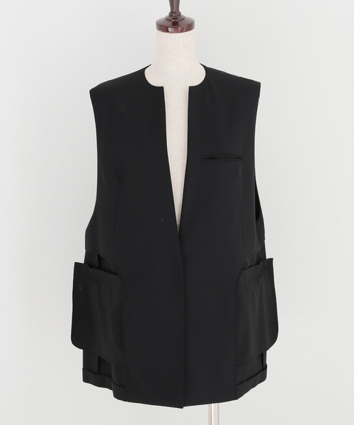 AP STUDIO(エーピーストゥディオ)の「スリーブレスジャケット(ノーカラージャケット・レディース・ブラック・FREE)」の18枚目の写真