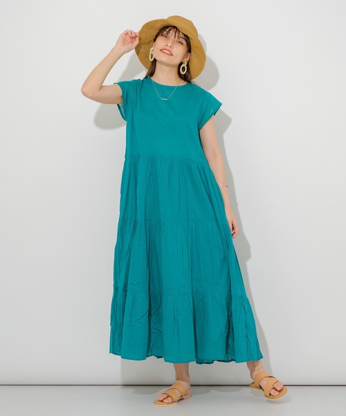 Paradise Picnic(パラダイスピクニック)の「コットンボイルティアードワンピース(ワンピース・レディース・ブラック/ピンク/グリーン・FREE)」の1枚目の写真