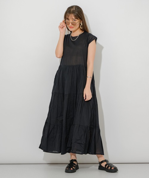 Paradise Picnic(パラダイスピクニック)の「コットンボイルティアードワンピース(ワンピース・レディース・ブラック/ピンク/グリーン・FREE)」の2枚目の写真