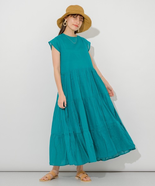 Paradise Picnic(パラダイスピクニック)の「コットンボイルティアードワンピース(ワンピース・レディース・ブラック/ピンク/グリーン・FREE)」の4枚目の写真