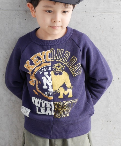 MAKE YOUR DAY（メイクユアデイ）の「リメイクロゴ裏起毛トレーナー■80～140cm（スウェット・キッズ・ブラウン/ネイビー・80/90/100/110/120/130/140）」の2枚目の写真
