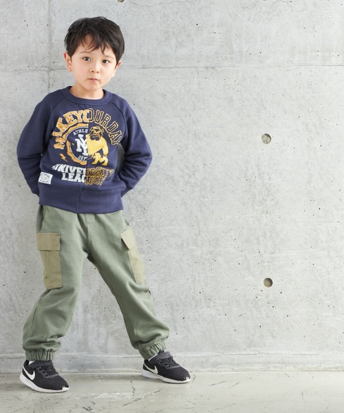 MAKE YOUR DAY（メイクユアデイ）の「リメイクロゴ裏起毛トレーナー■80～140cm（スウェット・キッズ・ブラウン/ネイビー・80/90/100/110/120/130/140）」の3枚目の写真
