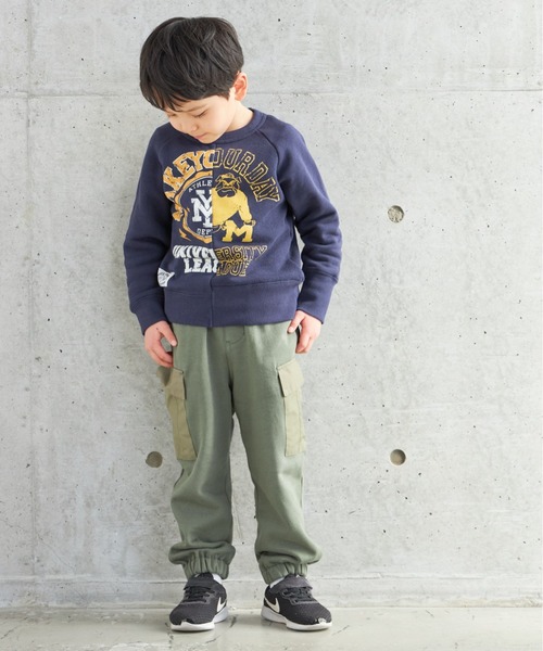 MAKE YOUR DAY（メイクユアデイ）の「リメイクロゴ裏起毛トレーナー■80～140cm（スウェット・キッズ・ブラウン/ネイビー・80/90/100/110/120/130/140）」の4枚目の写真