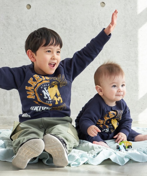 MAKE YOUR DAY（メイクユアデイ）の「リメイクロゴ裏起毛トレーナー■80～140cm（スウェット・キッズ・ブラウン/ネイビー・80/90/100/110/120/130/140）」の10枚目の写真