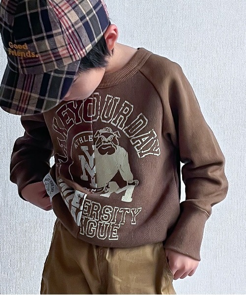 MAKE YOUR DAY（メイクユアデイ）の「リメイクロゴ裏起毛トレーナー■80～140cm（スウェット・キッズ・ブラウン/ネイビー・80/90/100/110/120/130/140）」の21枚目の写真