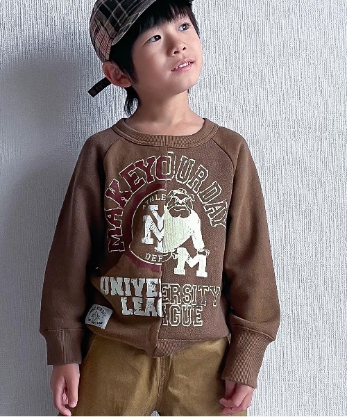 MAKE YOUR DAY（メイクユアデイ）の「リメイクロゴ裏起毛トレーナー■80～140cm（スウェット・キッズ・ブラウン/ネイビー・80/90/100/110/120/130/140）」の22枚目の写真