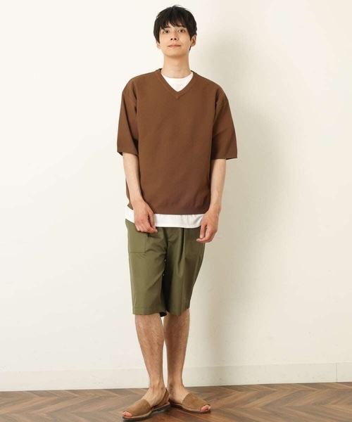 a.v.v（アーヴェヴェ）の「【2SET】カットソー付きカノコVネックニット（ニット/セーター・メンズ・チャコールグレー/ブラウン/ブルー・44/46/48/50）」の5枚目の写真