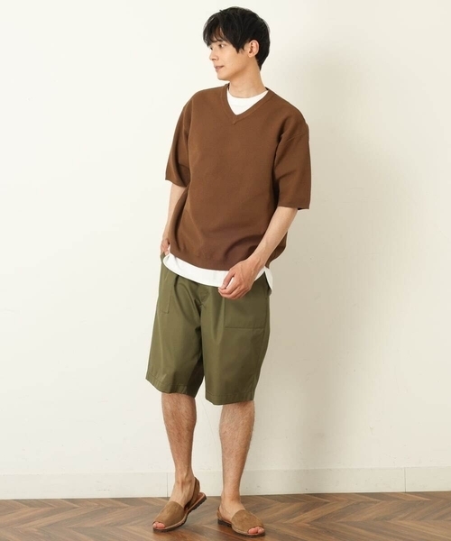 a.v.v（アーヴェヴェ）の「【2SET】カットソー付きカノコVネックニット（ニット/セーター・メンズ・チャコールグレー/ブラウン/ブルー・44/46/48/50）」の6枚目の写真