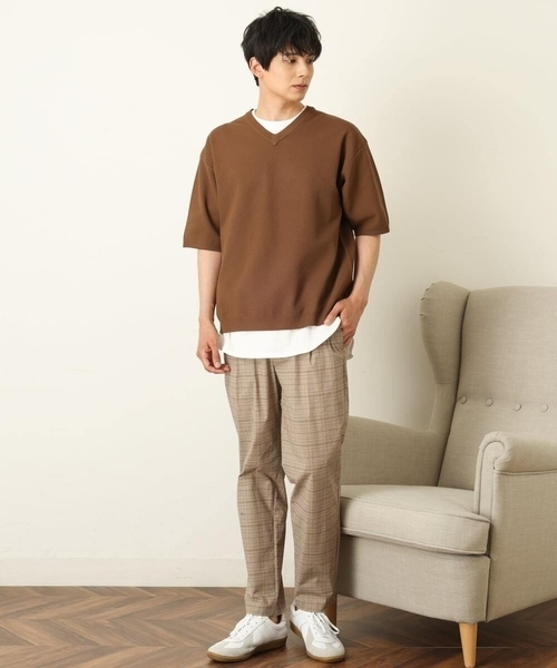 a.v.v（アーヴェヴェ）の「【2SET】カットソー付きカノコVネックニット（ニット/セーター・メンズ・チャコールグレー/ブラウン/ブルー・44/46/48/50）」の7枚目の写真