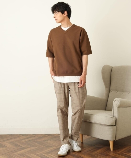 a.v.v（アーヴェヴェ）の「【2SET】カットソー付きカノコVネックニット（ニット/セーター・メンズ・チャコールグレー/ブラウン/ブルー・44/46/48/50）」の8枚目の写真