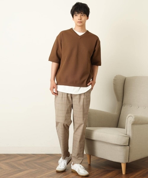 a.v.v（アーヴェヴェ）の「【2SET】カットソー付きカノコVネックニット（ニット/セーター・メンズ・チャコールグレー/ブラウン/ブルー・44/46/48/50）」の9枚目の写真