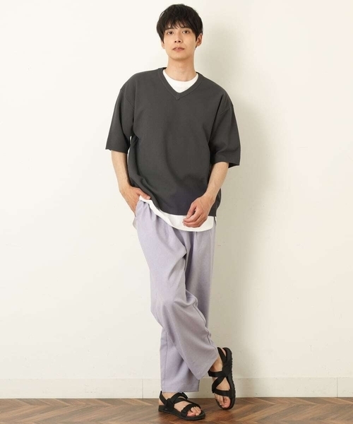 a.v.v（アーヴェヴェ）の「【2SET】カットソー付きカノコVネックニット（ニット/セーター・メンズ・チャコールグレー/ブラウン/ブルー・44/46/48/50）」の10枚目の写真