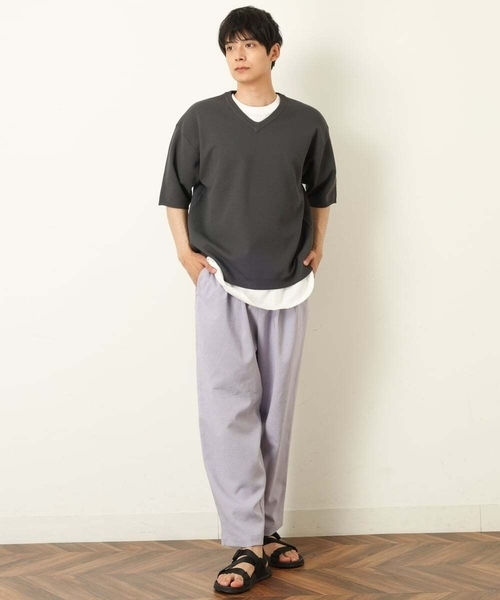 a.v.v（アーヴェヴェ）の「【2SET】カットソー付きカノコVネックニット（ニット/セーター・メンズ・チャコールグレー/ブラウン/ブルー・44/46/48/50）」の11枚目の写真