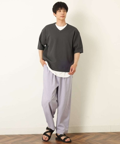 a.v.v（アーヴェヴェ）の「【2SET】カットソー付きカノコVネックニット（ニット/セーター・メンズ・チャコールグレー/ブラウン/ブルー・44/46/48/50）」の12枚目の写真