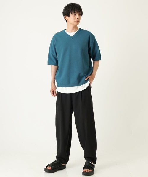 a.v.v（アーヴェヴェ）の「【2SET】カットソー付きカノコVネックニット（ニット/セーター・メンズ・チャコールグレー/ブラウン/ブルー・44/46/48/50）」の13枚目の写真