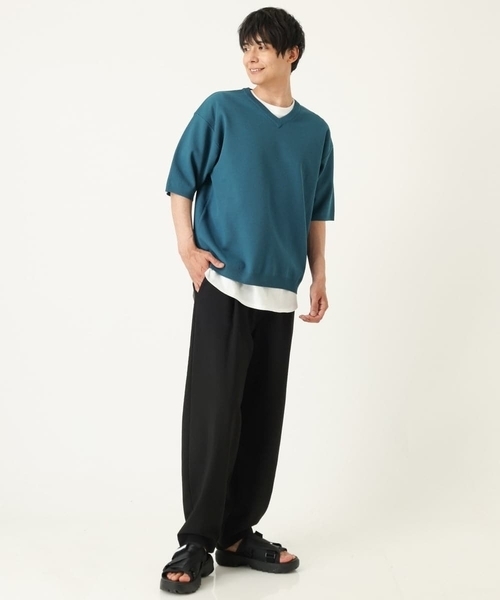 a.v.v（アーヴェヴェ）の「【2SET】カットソー付きカノコVネックニット（ニット/セーター・メンズ・チャコールグレー/ブラウン/ブルー・44/46/48/50）」の14枚目の写真