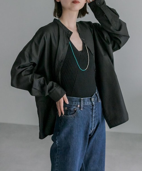 mystic（ミスティック）の「[otonamystic] カシュクールシャツ（シャツ/ブラウス・レディース・ブラック/アイボリー・FREE）」の6枚目の写真