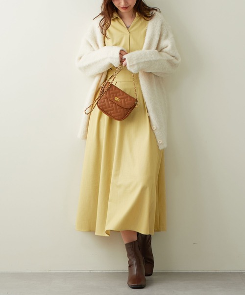 natural couture(ナチュラルクチュール)の「2022AWアイテム/WEB限定カラーあり/スキッパー衿お上品ワンピース(ワンピース・レディース・パープル/イエロー/その他1/その他2/ブラック系その他・FREE)」の1枚目の写真