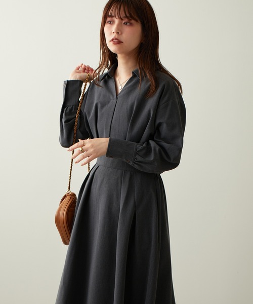 natural couture(ナチュラルクチュール)の「2022AWアイテム/WEB限定カラーあり/スキッパー衿お上品ワンピース(ワンピース・レディース・パープル/イエロー/その他1/その他2/ブラック系その他・FREE)」の12枚目の写真
