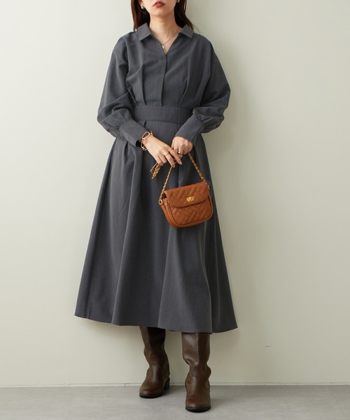 natural couture(ナチュラルクチュール)の「2022AWアイテム/WEB限定カラーあり/スキッパー衿お上品ワンピース(ワンピース・レディース・パープル/イエロー/その他1/その他2/ブラック系その他・FREE)」の10枚目の写真