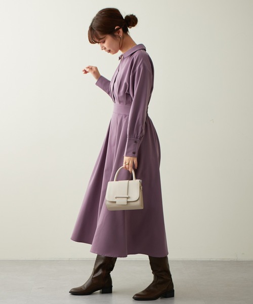 natural couture(ナチュラルクチュール)の「2022AWアイテム/WEB限定カラーあり/スキッパー衿お上品ワンピース(ワンピース・レディース・パープル/イエロー/その他1/その他2/ブラック系その他・FREE)」の16枚目の写真