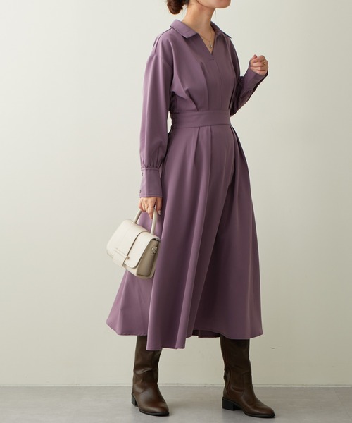 natural couture(ナチュラルクチュール)の「2022AWアイテム/WEB限定カラーあり/スキッパー衿お上品ワンピース(ワンピース・レディース・パープル/イエロー/その他1/その他2/ブラック系その他・FREE)」の15枚目の写真
