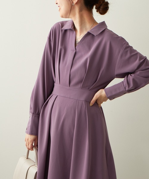 natural couture(ナチュラルクチュール)の「2022AWアイテム/WEB限定カラーあり/スキッパー衿お上品ワンピース(ワンピース・レディース・パープル/イエロー/その他1/その他2/ブラック系その他・FREE)」の19枚目の写真