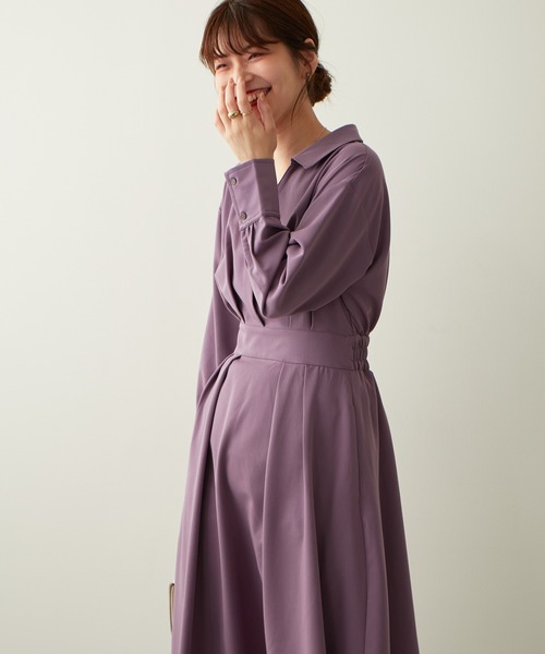natural couture(ナチュラルクチュール)の「2022AWアイテム/WEB限定カラーあり/スキッパー衿お上品ワンピース(ワンピース・レディース・パープル/イエロー/その他1/その他2/ブラック系その他・FREE)」の17枚目の写真