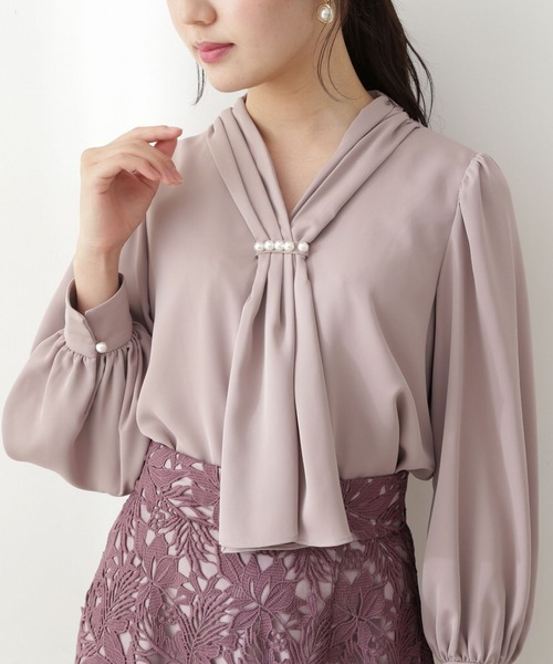 PROPORTION BODY DRESSING（プロポーションボディドレッシング）の「パールボウタイブラウス / 1212210904（シャツ/ブラウス・レディース・ダークグレー/ホワイト系その他/ベージュ・MEDIUM/SMALL）」の10枚目の写真