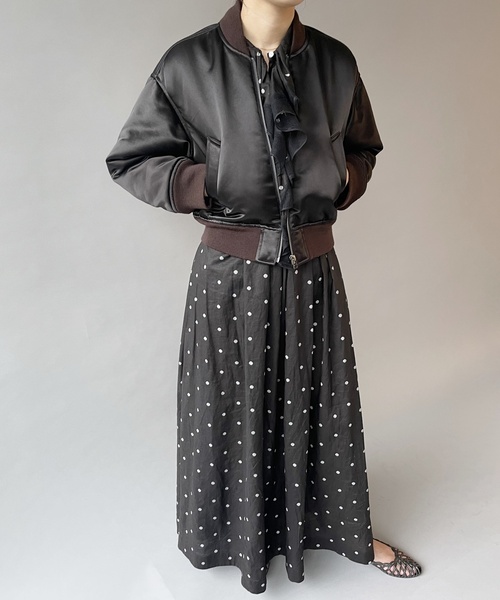 EDIT. FOR LULU(エディットフォールル)の「CNヴィンテージサテンショートブルゾン(ミリタリージャケット・レディース・ブラック・FREE)」の5枚目の写真