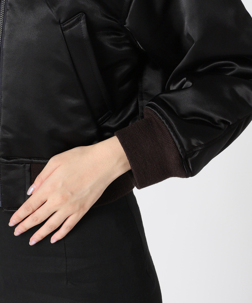 EDIT. FOR LULU(エディットフォールル)の「CNヴィンテージサテンショートブルゾン(ミリタリージャケット・レディース・ブラック・FREE)」の18枚目の写真