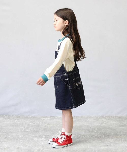 EDWIN(エドウィン)の「【EDWIN】オーバーオールスカート(サロペット/オーバーオール・キッズ・ダークインディゴブルー・120/130/140)」の4枚目の写真
