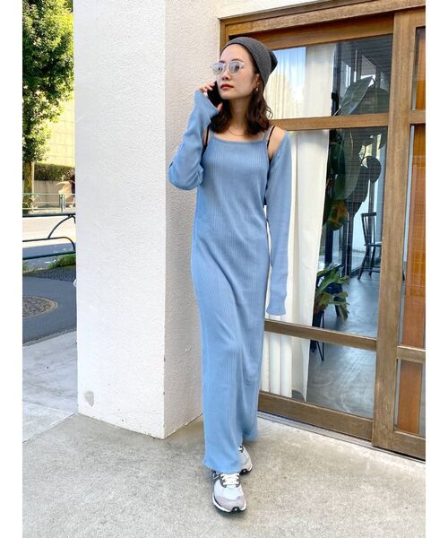 Ungrid（アングリッド）の「ランダムテレコレイヤードフィットカットワンピース（ワンピース・レディース・ブラック/オレンジ/ブルー・FREE）」の10枚目の写真