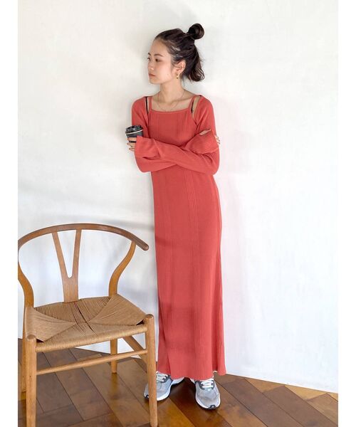 Ungrid（アングリッド）の「ランダムテレコレイヤードフィットカットワンピース（ワンピース・レディース・ブラック/オレンジ/ブルー・FREE）」の15枚目の写真