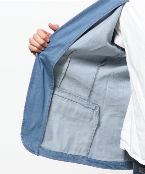VENCEEXCHANGE（ヴァンスエクスチェンジ）の「デニムテーラードジャケット                    （デニムジャケット・メンズ・ブルー・SMALL/MEDIUM/LARGE）」の6枚目の写真