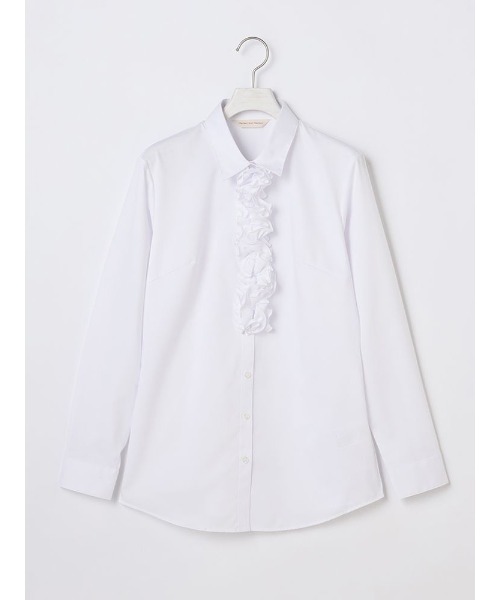 Perfect Suit FActory（パーフェクトスーツファクトリー）の「フレッシャーズ　2WAYフリル　レギュラー（ビジネスシャツ・レディース・サックスブルー/ホワイト/ライトピンク・5号/11号/13号/7号/15号/9号）」の6枚目の写真