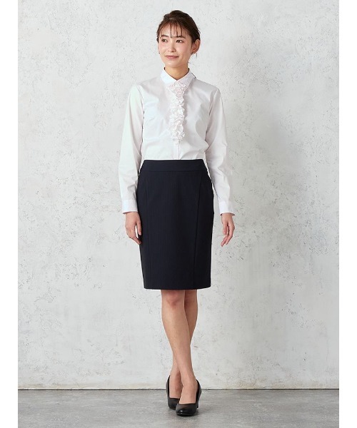 Perfect Suit FActory（パーフェクトスーツファクトリー）の「フレッシャーズ　2WAYフリル　レギュラー（ビジネスシャツ・レディース・サックスブルー/ホワイト/ライトピンク・5号/11号/13号/7号/15号/9号）」の15枚目の写真