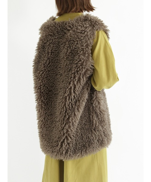 Samansa Mos2 blue（サマンサモスモスブルー）の「ファーベスト（Tシャツ/カットソー・レディース・モカ/チャコール/キナリ・ﾌﾘ-）」の14枚目の写真