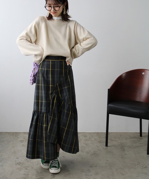 GeeRA（ジーラ）の「チェック柄イレヘムロングスカート（スカート・レディース・ブルー/オフホワイト/ブラック・SMALL/MEDIUM/LARGE）」の18枚目の写真