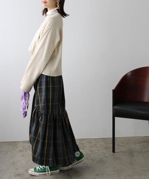 GeeRA（ジーラ）の「チェック柄イレヘムロングスカート（スカート・レディース・ブルー/オフホワイト/ブラック・SMALL/MEDIUM/LARGE）」の16枚目の写真