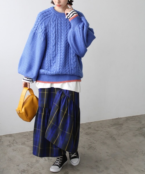 GeeRA（ジーラ）の「チェック柄イレヘムロングスカート（スカート・レディース・ブルー/オフホワイト/ブラック・SMALL/MEDIUM/LARGE）」の13枚目の写真