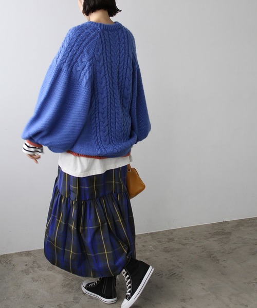 GeeRA（ジーラ）の「チェック柄イレヘムロングスカート（スカート・レディース・ブルー/オフホワイト/ブラック・SMALL/MEDIUM/LARGE）」の12枚目の写真