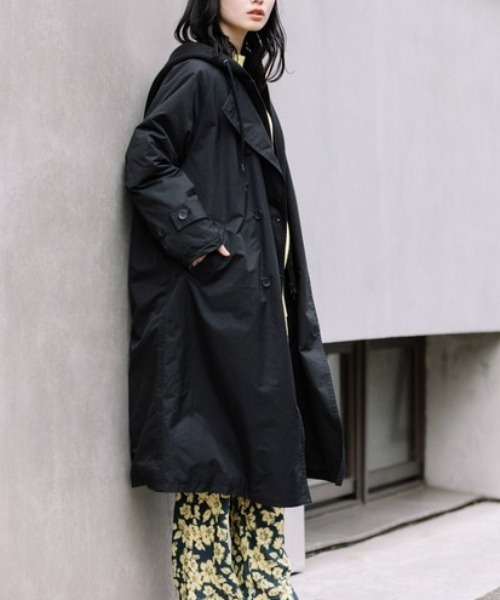 Munich(ミューニック)の「Munich(ミューニック)中綿ウェザー×ダンボールレイヤードフードコート(トレンチコート・レディース・ブラック・S)」の10枚目の写真